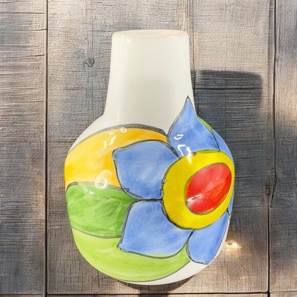 Vintage Venetian Studio Art Pottery Vase Vessel Hand Painted Italian Pottery VTG - Picture 2 of 12